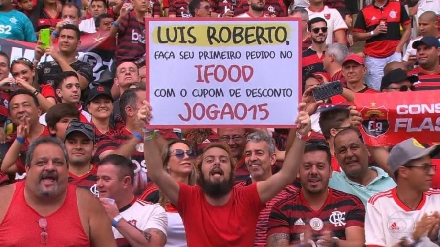 Lucas Strabko, o Cartolouco, durante o jogo Flamengo x Palmeiras - Reprodução/TV Globo