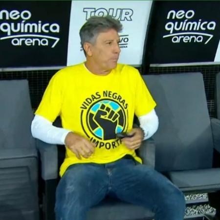 Renato Gaúcho protesta contra racismo em jogo contra o Corinthians - Reprodução/Premiere