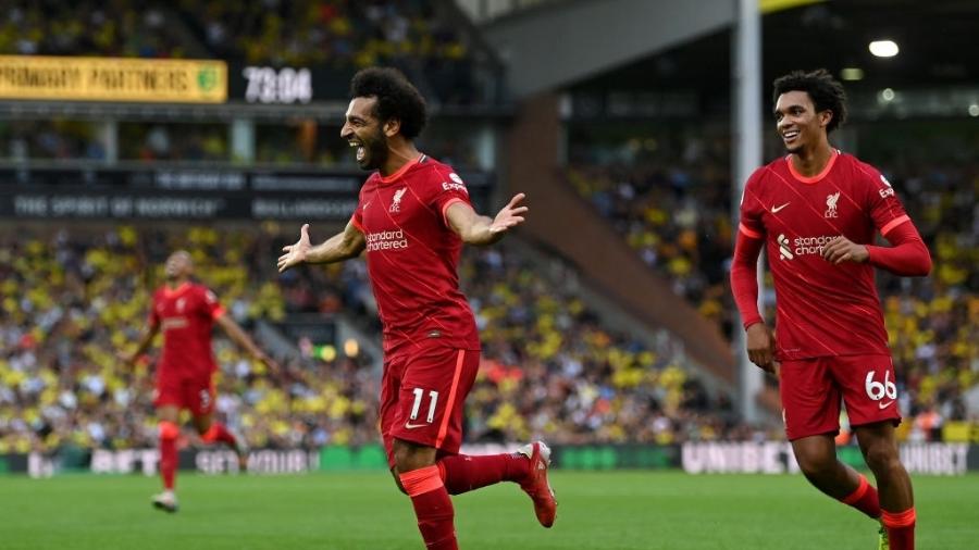 Salah marcou o terceiro gol do Liverpool na vitória sobre o Norwich City - Shaun Botterill/Getty Images