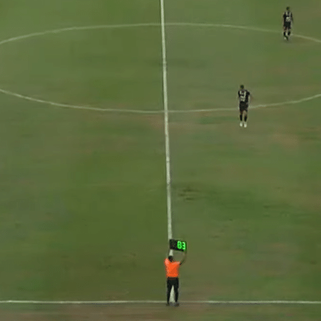 Quarto árbitro levanta placa com 83 minutos de acréscimo em jogo da Copa Paulista - Reprodução/Futebol Paulista YouTube
