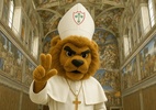 Leão vestido de papa? Clubes brasileiros brincam com mascote após anúncio - Divulgação/Twitter @Lusa_Oficial