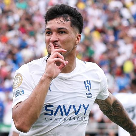 Marcos Leonardo comemora gol marcado pelo Al-Hilal contra o Fluminense no Mundial