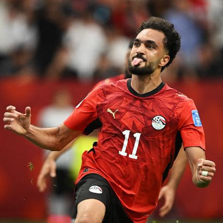 Mostafa Ziko, do Egito, comemora gol contra a Nova Zelândia na Copa do Mundo