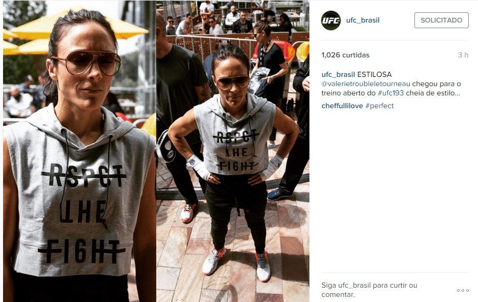 Desafiante ao cinturão peso palha, de Joanna, Valerie Letourneau chega para o treino aberto em Melbourne - Reprodução/Instagram