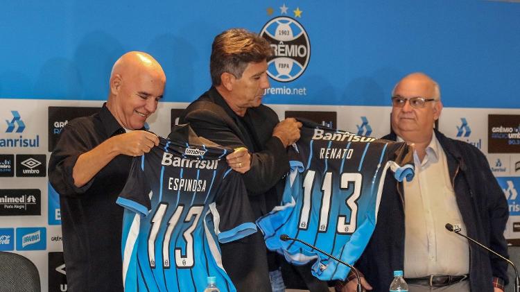 Valdir Espinosa e Renato Gaúcho são apresentados no Grêmio - RODRIGO RODRIGUES/GREMIO FBPA - RODRIGO RODRIGUES/GREMIO FBPA