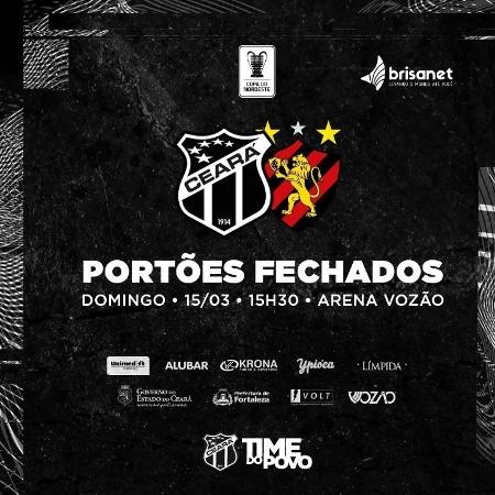 Ceará x Sport pela Copa do Nordeste será com portões fechados  - Reproduão