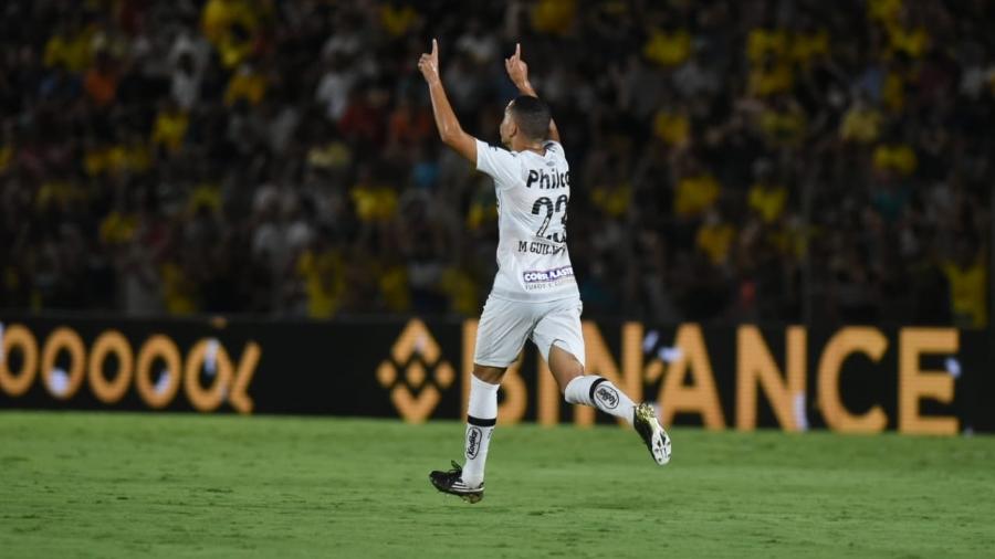 Marcos Guilherme comemora gol marcado pelo Santos contra o Mirassol - Divulgação/Santos