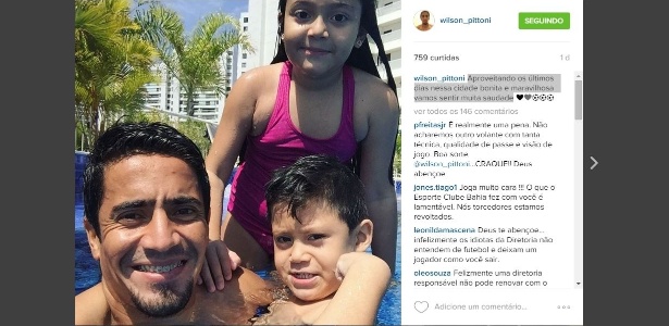Pittoni se despediu de Salvador em mensagem no Instagram - Reprodução/Instagram