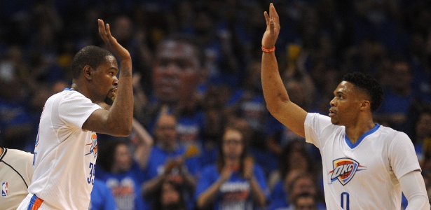 Kevin Durant e Russell Westbrook lideraram o OKC contra o Dallas Mavericks - Mark D. Smith/USA Today