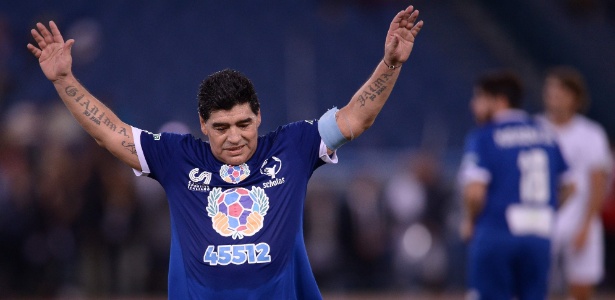 Maradona durante "Jogo da Paz": elogios a Neymar - Filippo Monteforte/AFP