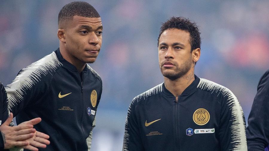 Neymar e Mbappé antes de jogo do PSG - Tim Clayton - Corbis / Colaborador