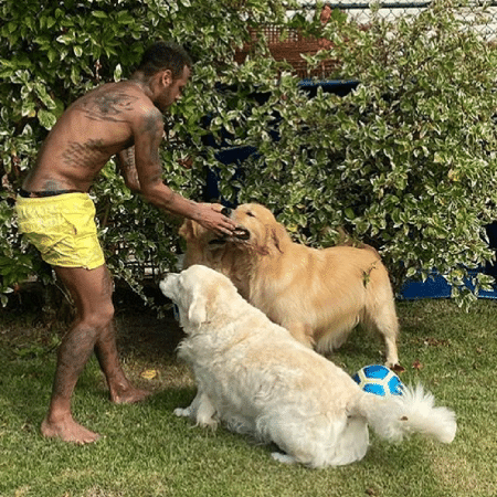 Neymar joga bola com cachorros - Reprodução/Instagram/neymarjr