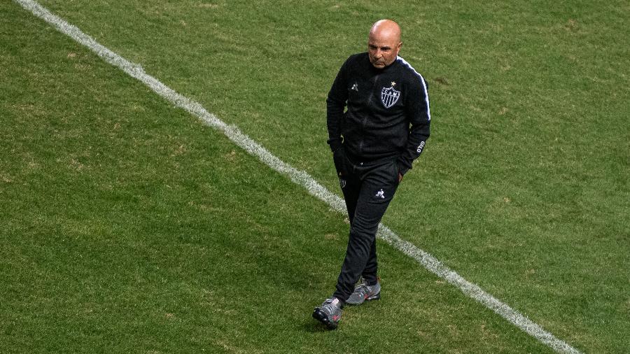 Jorge Sampaoli durante jogo do Atlético-MG contra o América-MG na semifinal do Mineiro 2020 - Alessandra Torres/AGIF