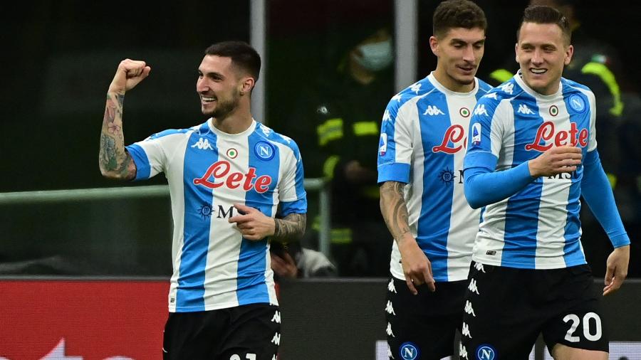 Politano comemora gol do Napoli contra o Milan - MIGUEL MEDINA / AFP