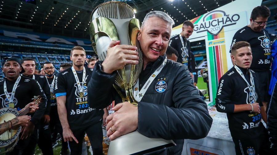 Tiago Nunes, técnico do Grêmio, foi campeão gaúcho deste ano - Lucas Uebel/Grêmio