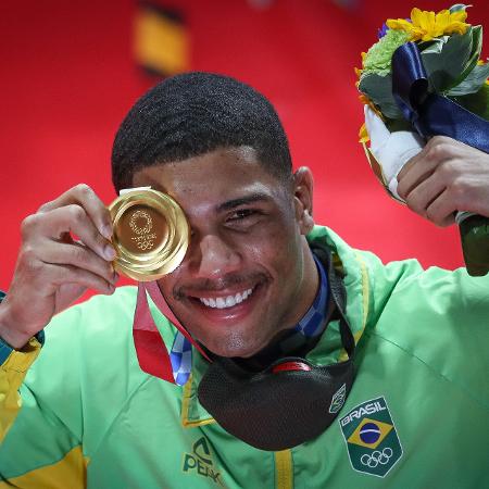 O atleta Hebert Conceição, medalhista de ouro na categoria até 75kg de boxe nos Jogos Olímpicos de Tóquio-2020 - Wander Roberto/COB/Wander Roberto/COB