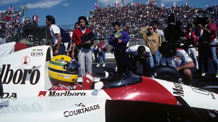 Ayrton Senna conquista no Japão em 1991 o seu terceiro título na Fórmula 1 - Paul-Henri Cahier/Getty Images