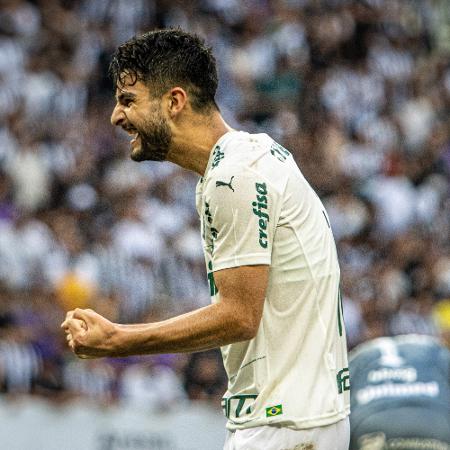 Flaco Lopez, do Palmeiras, comemora gol contra o Ceará pelo Brasileirão -  GABRIEL LEITE/W9 PRESS/ESTADÃO CONTEÚDO