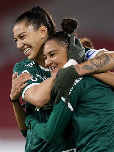 Jogadoras do Palmeiras comemoram gol sobre a Universidad do Chile na Libertadores Feminina - Reprodução/Conmebol