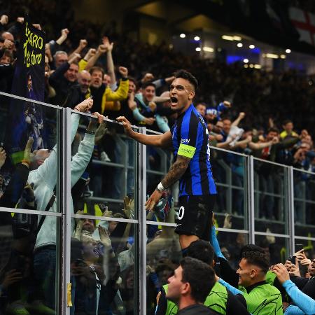  Lautaro Martinez comemora gol que confirmou a classificação da Inter para a final da Champions - Mike Hewitt/Getty Images
