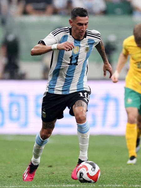 Di María fez boa partida no amistoso entre Argentina e Austrália nessa quinta (15) - Lintao Zhang/Getty Images