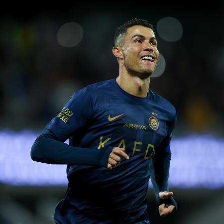 Cristiano Ronaldo comemora gol do Al-Nassr contra o Abha no Campeonato Saudita