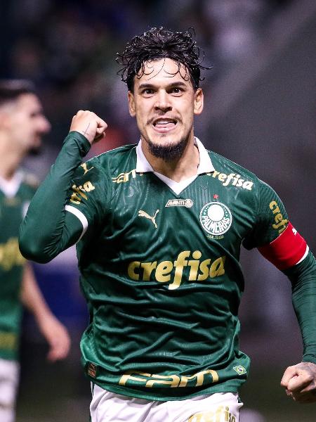 Gustavo Gómez comemora após marcar pelo Palmeiras contra o Del Valle, pela Libertadores