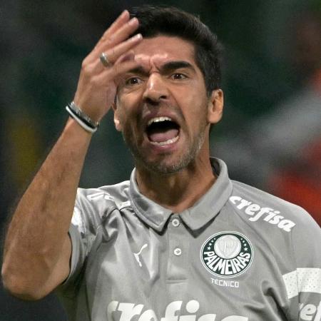 Abel Ferreira, técnico do Palmeiras, reclama durante jogo contra o Botafogo, pela Libertadores