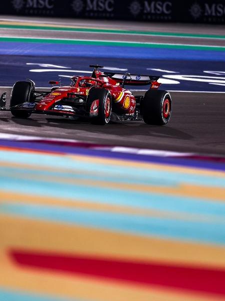 Charles Leclerc, da Ferrari, durante o treino livre do GP do Qatar