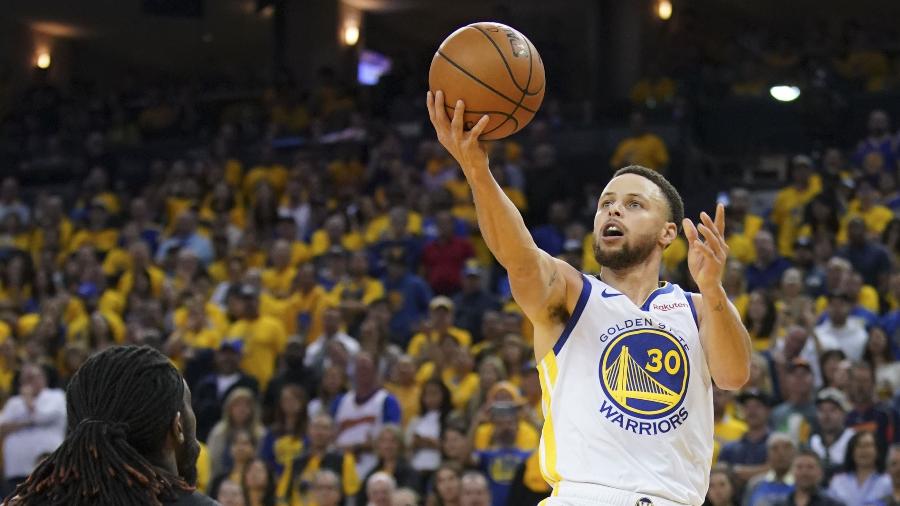 Stephen Curry durante vitória do Golden State Warriors sobre o Los Angeles Clippers - Kyle Terada-USA TODAY Sports