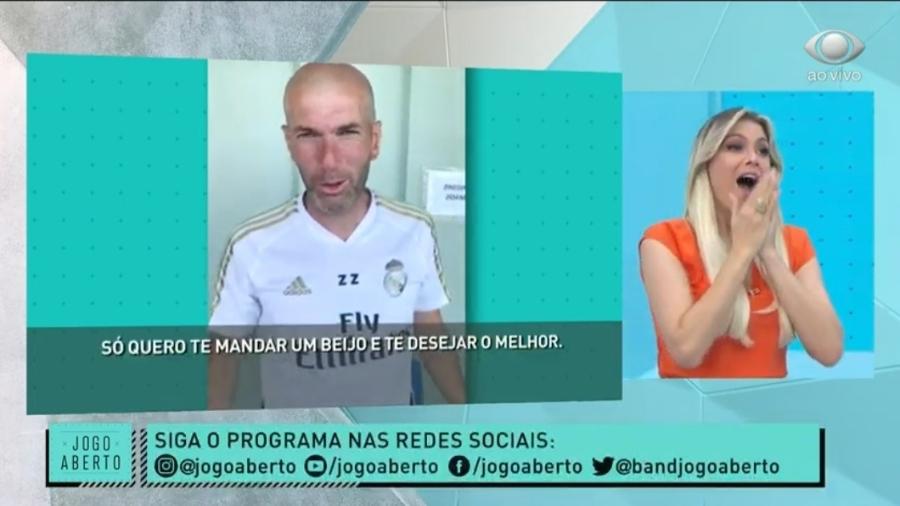 Renata Fan ganha recado de Zidane e se emociona - Reprodução/Band