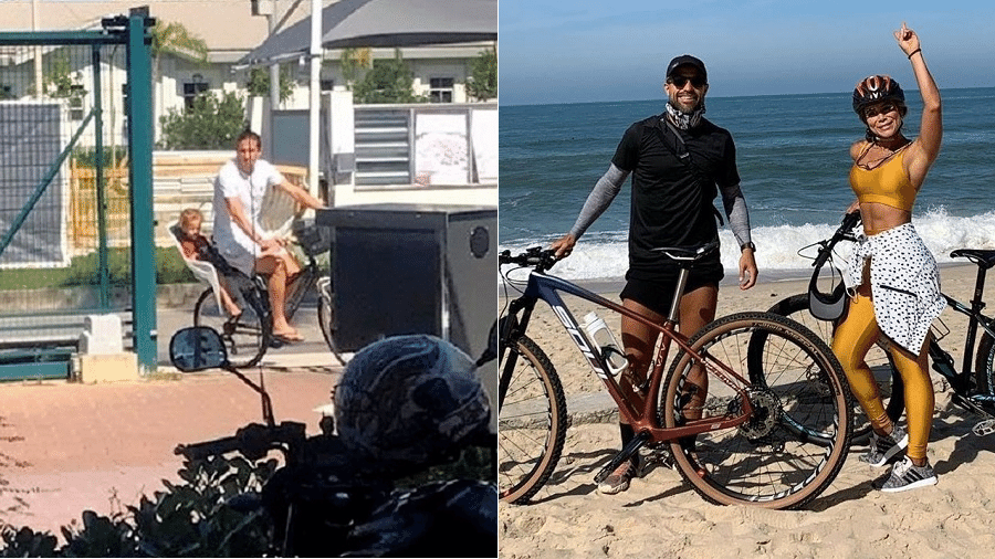 Filipe Luís e Diego foram vistos fora de suas casas praticando atividades ao ar livre - Reprodução/Instagram e AgNews