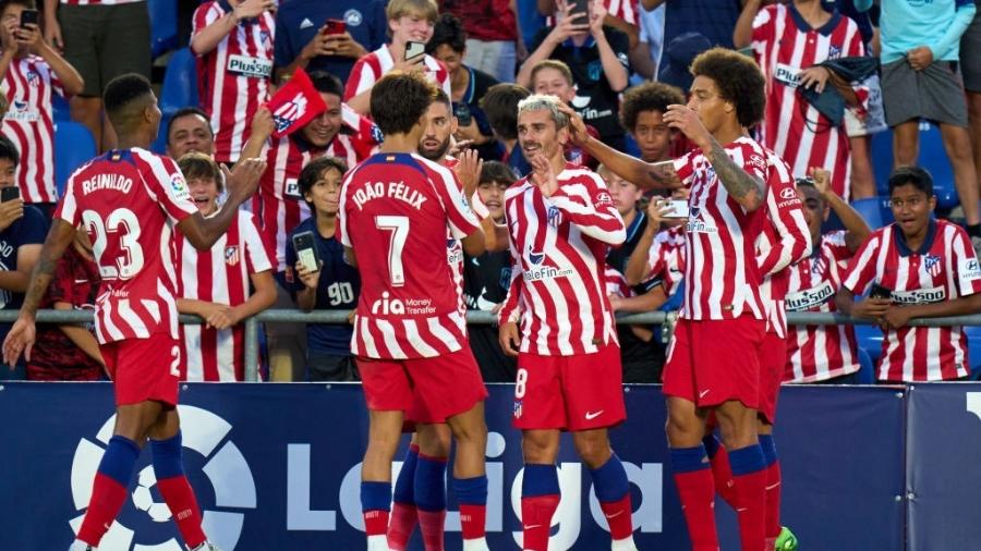 Jogadores do Atlético de Madri comemoram gol sobre o Getafe no Espanhol - Angel Martinez/Getty Images