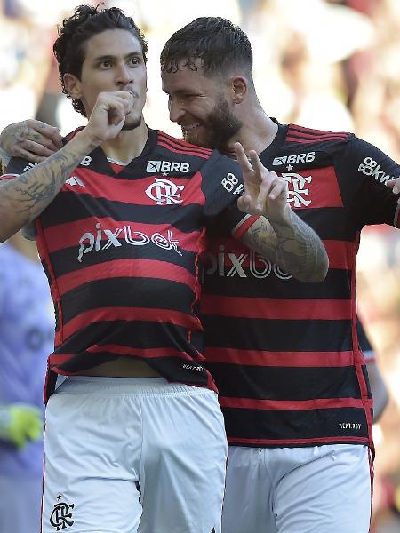 Pedro, do Flamengo, celebra gol sobre o Fluminense em jogo do Campeonato Carioca