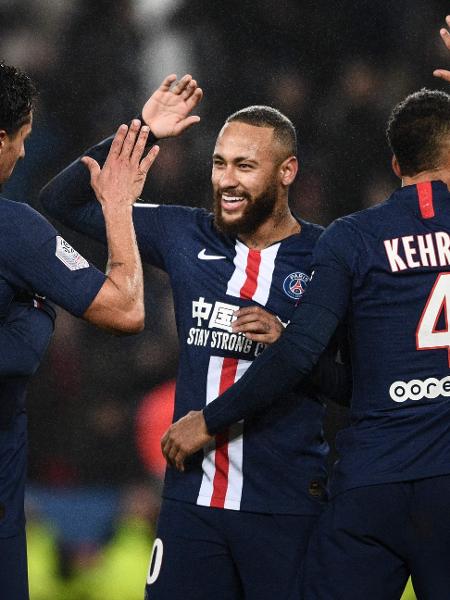 Neymar comemora gol em partida do PSG na França - Martin BUREAU / AFP