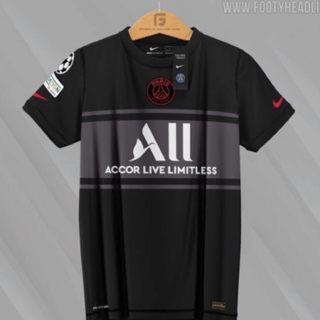 Suposta nova camisa do PSG será preta e cinza - Reprodução/FootyHeadlines.com