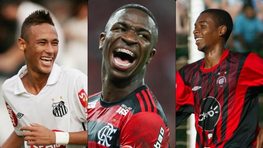 Santos, Flamengo e Athletico-PR ocupam o pódio dos maiores reveladores do Brasil - Montagem