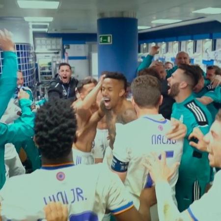 Jogadores do Real Madrid comemoram a vitória sobre o PSG, nas oitavas da Champions League 2021/22 - Divulgação