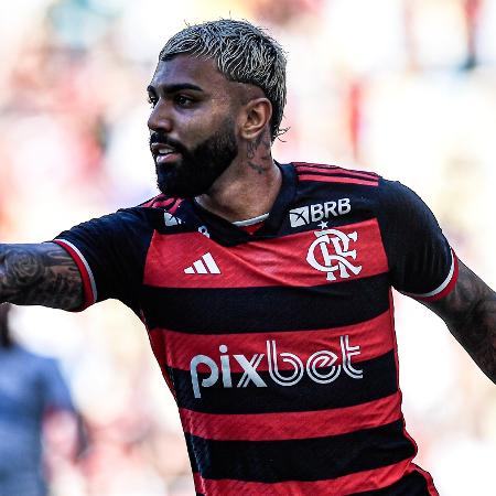 Gabigol, do Flamengo, festeja gol marcado sobre o Volta Redonda em duelo do Campeonato Carioca
