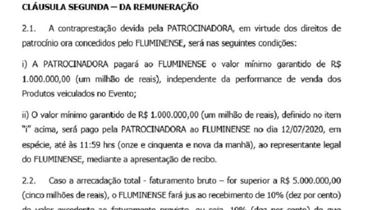 Fluminense divulgou imagens de contrato com a Live Sorte - Reprodução - Reprodução