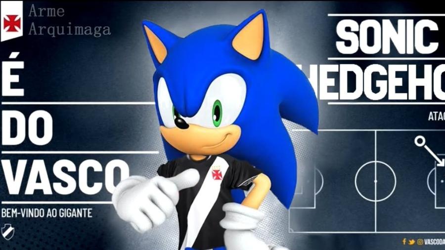 Produtora do filme "Sonic 2" vestiu personagem com a camisa do Vasco para interagir com o streamer Casimiro - Reprodução / Twitter da Paramount Pictures Brasil