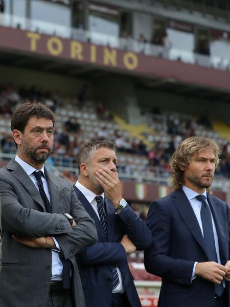 Maurizio Arrivabene, Andrea Agnelli, Federico Cherubini e Pavel Nedved durante jogo da Juventus contra o Torino, pelo Campeonato Italiano - Jonathan Moscrop/Getty Images