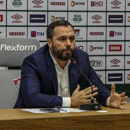 Mário Bittencourt, presidente do Fluminense, em coletiva no CT  - MARCELO GONÇALVES / FLUMINENSE F.C.