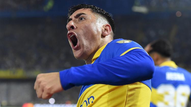 Miguel Merentiel celebra gol pelo Boca Juniors na Libertadores