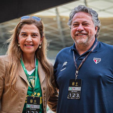 Leila Pereira e Julio Casares, presidentes de Palmeiras e São Paulo, respectivamente, na Supercopa do Brasil - Anderson Lira/Ag. Estado