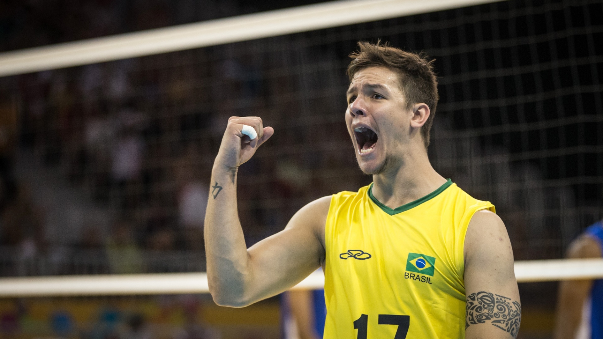 19.jul.2015 - Murilo Radke comemora ponto do Brasil na derrota para Cuba pelo Pan de Toronto