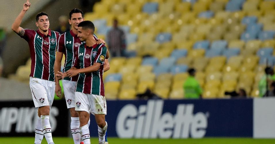 Nino, do Fluminense, comemora seu gol durante partida contra o Cruzeiro pelo Campeonato Brasileiro A 2019
