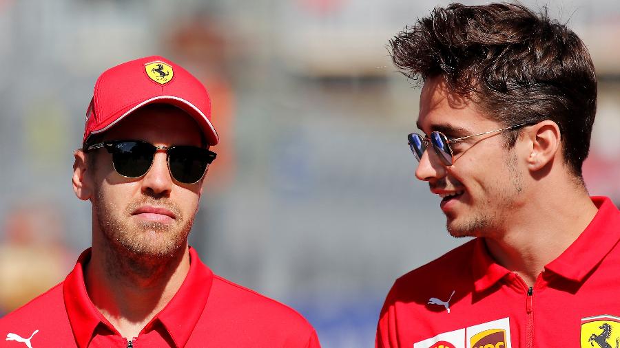 Sebastian Vettel e Charles Leclerc durante o GP da Rússia - Maxim Shemetov/Reuters