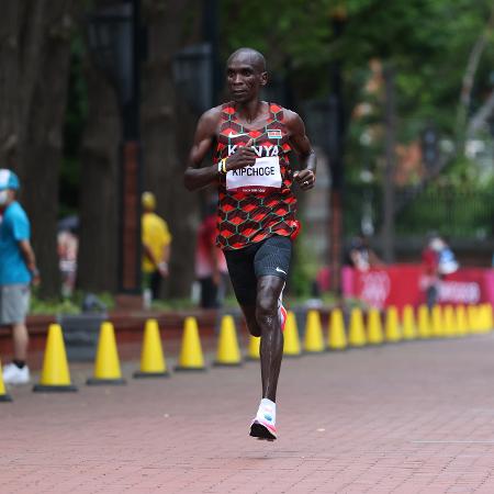 Queniano Eliud Kipchoge, durante maratona masculina das Olimpíadas de Tóquio