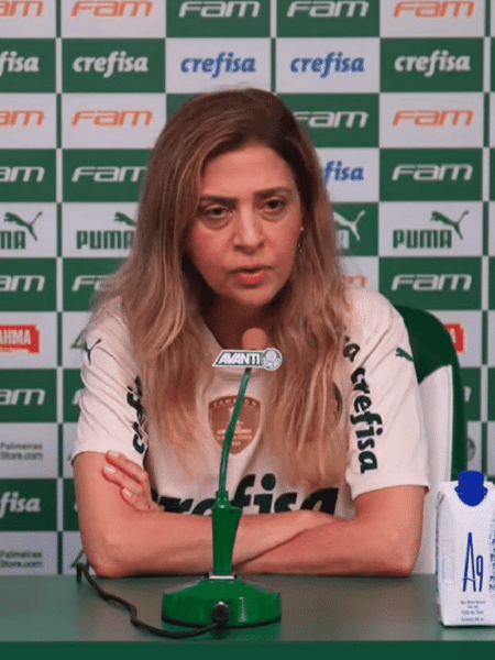 Leila Pereira, presidente do Palmeiras, em entrevista coletiva - Reprodução/YouTube